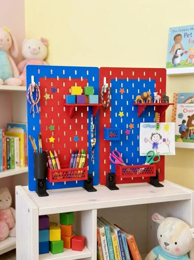 Kệ pegboard modular ngộ nghĩnh cho phòng của bé